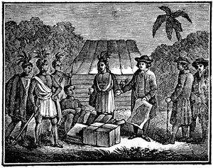 William Penn mit amerikanischen Ureinwohnern, englischer Quäkerkolonist, 1830 von Unbekannt