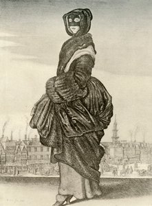 Winter - Winterkleidung einer englischen Frau im Freien, Regierungszeit von Karl I., um 1620-1640, 1937 von Unbekannt