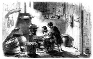 Frau bereitet Kuchen für das chinesische Neujahr vor, 1861 von Unbekannt