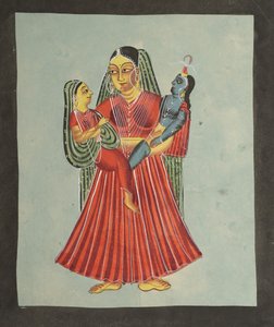 Yasoda hält Krishna und Radha, 1800er