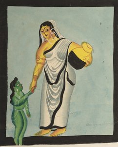 Yasoda geht mit dem kleinen Krishna spazieren, 1800er Jahre von Unbekannt