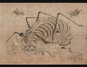 Yorimitsu tötet Tsuchigumo (Detail des Rollbildes Tsuchigumo no Soshi Emaki), 13. Jahrhundert von Unbekannt