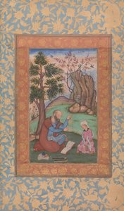 Junger Prinz und Mentor sitzen in der Landschaft, ca. 1600