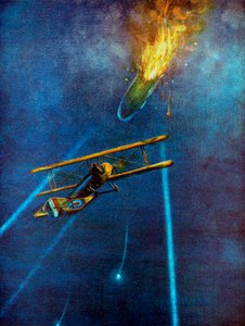 Zeppelin-Luftschiff bei Cuffley, nahe Enfield, während eines Bombenangriffs auf London abgeschossen, 1916