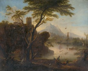 Bucht mit Burg und Figurenstaffage von Unbekannt