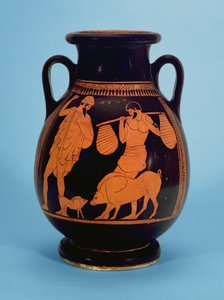 Attisch rotfigurige Pelike: Schweine, Schweinehirte und Odysseus, vom Schweinemaler, 470-60 v. Chr. von Unbekannt Unbekannt