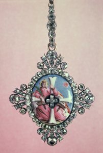 Abzeichen des Ordens der Heiligen Katharina, Silber mit Brillantschliff-Diamanten und Emaille-Miniatur, 1770-80 von Unbekannt Unbekannt
