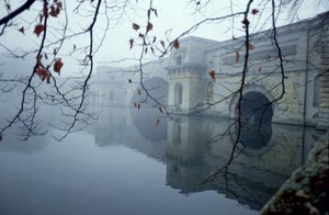 Brücke über den See, Blenheim Palace, Oxfordshire, erbaut ca. 1705-24