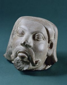 Polierter Sandstein-Kopf eines Ausländers, Sarnath, 3. Jahrhundert v. Chr.
