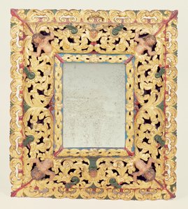 Charles II geschnitzter und bemalter Spiegel von Unbekannt Unbekannt