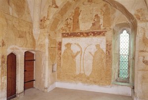 Innenraum mit Wandmalereien, Longthorpe Tower, Cambridgeshire von Unbekannt Unbekannt