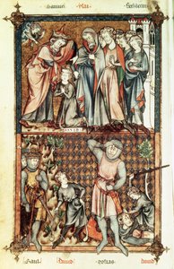 David und Goliath mit Saul von Le Bel de Breviare von Unbekannt Unbekannt