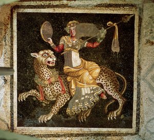 Mosaik von Dionysos, der auf einem Leoparden reitet, um 180 n. Chr. von Unbekannt Unbekannt
