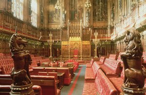 Palast von Westminster, Innenraum des House of Lords ca. 1844, Augustus Welby Pugin (1812-52) von Unbekannt Unbekannt