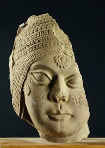 Roter Sandstein-Kopf von Yakshi, Bharhut, 2. Jahrhundert v. Chr.