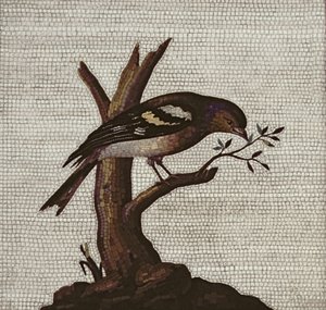 Römisches Mosaik eines Vogels in einem Baum von Unbekannt Unbekannt