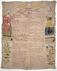 Stickerei, die die Zehn Gebote darstellt, von Elizabeth Coventry, Englisch, 1727 von Unbekannt Unbekannt