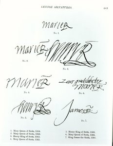 Unterschriften von Maria Stuart, Heinrich König von Schottland und Jakob VI. von Schottland von Unbekannt Unbekannt