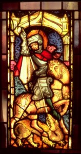 Buntglasfenster mit Darstellung von St. Georg und dem Drachen aus Köln, ca. 1300 von Unbekannt Unbekannt