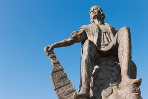 Statue von Christoph Kolumbus im Kloster La Rabida, Provinz Huelva, Andalusien, Südspanien