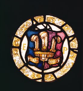 Das Abzeichen und Chiffre von Edward I. als Prinz von Wales, englisch 16. Jahrhundert