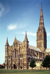 Blick auf die Kathedrale von Salisbury von Südwesten, 1220-58 von Unbekannt Unbekannt