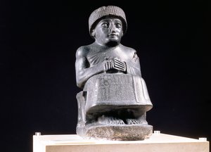 Gudea, Prinz von Lagash, Statue gewidmet Ningizzada, Neusumerisch, aus Telloh, antikes Girsu, ca. 2130 v. Chr. von Unbekannt