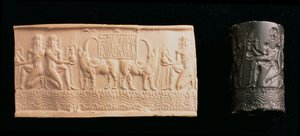 Zylindersiegel von Shar-kali-sharri, König von Akkad, Mesopotamien, ca. 2340-2100 v. Chr. von Unbekannt