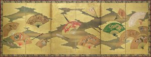 Eine Dekoration aus offenen und geschlossenen Fächern, Momoyama-Periode (1568-1615) von Unbekannt