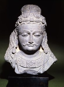 Großer Kopf eines Bodhisattva mit gesenktem Ausdruck, 2.-3. Jahrhundert