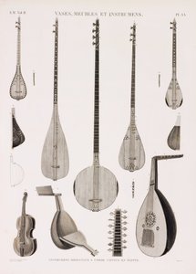 Eine Serie von Illustrationen von Musikinstrumenten