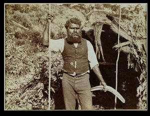 Aborigine mit einem Bumerang, ca. 1860er Jahre von Unbekannt