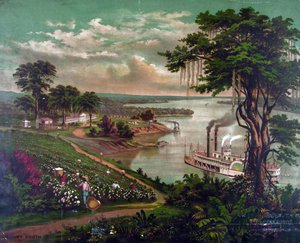 Afroamerikaner pflücken Baumwolle auf einer Plantage am Mississippi, um 1883 von Unbekannter Künstler