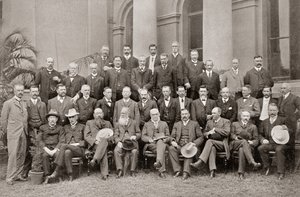Afrikanische Kolonialmitglieder der Closer Union Convention von 1908, die Bedingungen erreichten, die dazu führten, dass das britische Parlament den South Africa Act von 1909 verabschiedete.