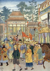 Allegorie der alten chinesischen Hymne: Der Kaiser in einer Sänfte, um 1900