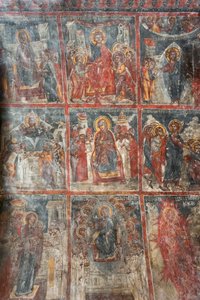 Antike Fresken; Wandmalereien, die das Leben Jesu darstellen; Panagia und Sotiras Kirche; Griechisch-Orthodoxe Kirche; Roustika; Kreta; Griechenland; Europa von Unbekannt