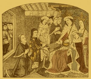 Anthony Woodville überreicht Caxton das erste gedruckte Manuskript von Unbekannter Künstler