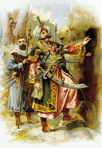 Arabische Nächte: Ali Baba und die vierzig Räuber: der Anführer der Räuber sagt "Sesam öffne dich", Werbung für "Le Bon Marche" um 1900