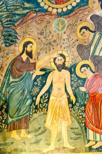 Taufe von Jesus Christus durch Johannes den Täufer im Jordan, Bethlehem Kirche, Isfahan, Iran von Unbekannt