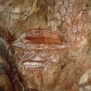 Australien, Nordterritorium, Arnhem Land, Kakadu-Nationalpark, Nourlangie Rock, Felsmalereien der Aborigines von Benjamin Baud