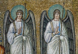 Detail der Mosaiken, die Engelsfiguren darstellen