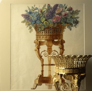 Blumenkorb mit Löwen, Zeichnung von Garneray um 1800 von Unbekannt