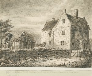 Baswich Dorf - Haus von Sir William Congreve: Bleistift- und Waschzeichnung, 18. Jh. von Unbekannt