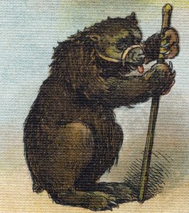 Bär. Gravur in "Alphabet de ma petite fille". Bernardin-Bechet und Fils, Buchhändler-Verleger, Paris, um 1895. Unzerbrechliches Album auf Leinwand. Bibliotheque des Bebes. 12 Seiten. Album mit einer Lesemethode und einem illustrierten Abecedarium. von Unbekannt