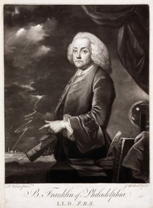 Benjamin Franklin, amerikanischer Theoretiker der statischen Elektrizität von Unbekannt