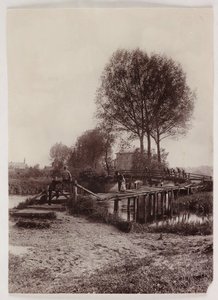 Brücken, Pfahlkinder auf einer Brücke, ca. 1890 von Unbekannt