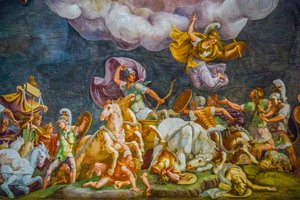 Deckenmalerei im Palazzo Ducale, Königspalast, Schloss San Giorgio, Mantua, Lombardei, Italien, Europa (Foto) von Unbekannter Künstler