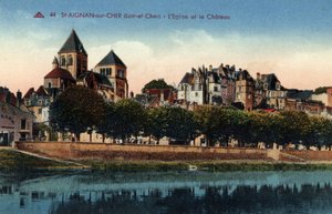 Centre, Loir et Cher (41), Saint Aignan sur Cher: Blick auf die Stadt mit der Kirche und dem Schloss - Postkarte Ende 19.-20. Jahrhundert von Unbekannt