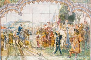 Keramikfliesen auf der Plaza de España, die König Boabdil darstellen von Unbekannter Künstler
