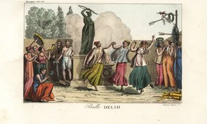 Zeremonieller Tanz für Artemis oder Diana die Jägerin in einem heiligen Wald auf der Insel Delos von Unbekannt